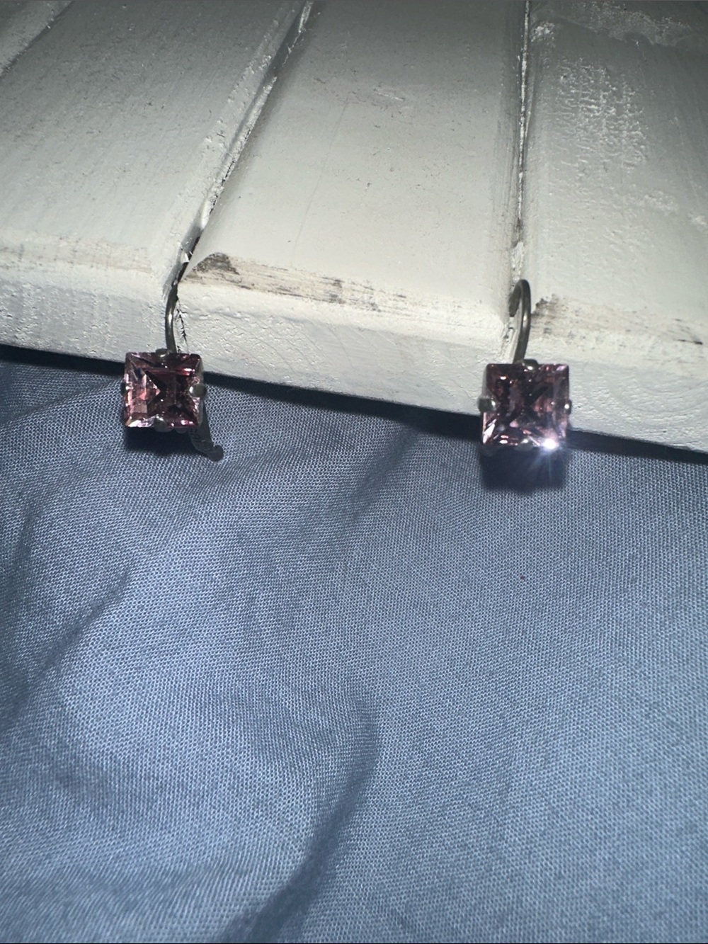 Sabika Rose Pink Square Crystal Drop Earrings